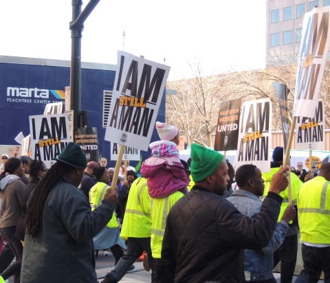 Sanitation workers marching in Atlanta's MLK Day parade, January 20, 2014 (PBG)